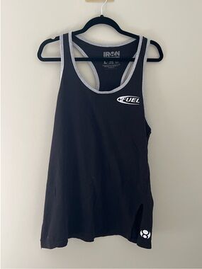 Fuel Supplements Tank Top Black Gray Trim Racerback Gym Fitness Size L